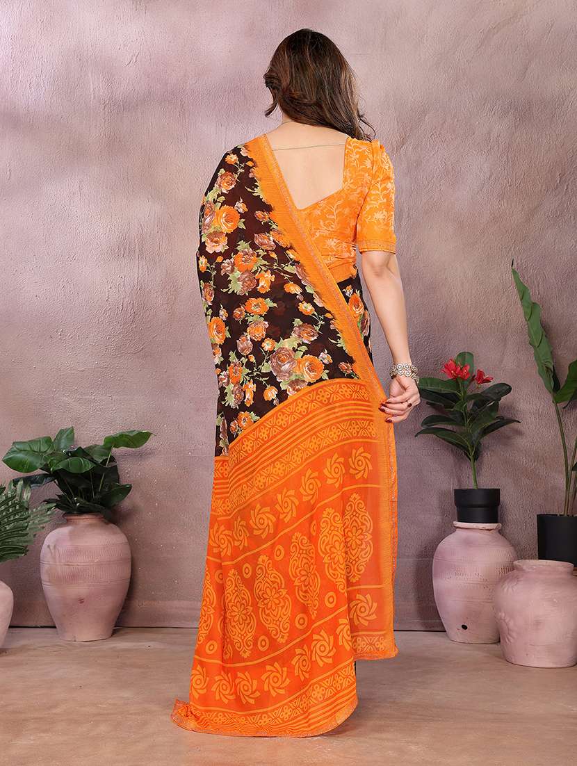 women printed casual wear saree with blouse - 22048910 -  Standard Image - 5