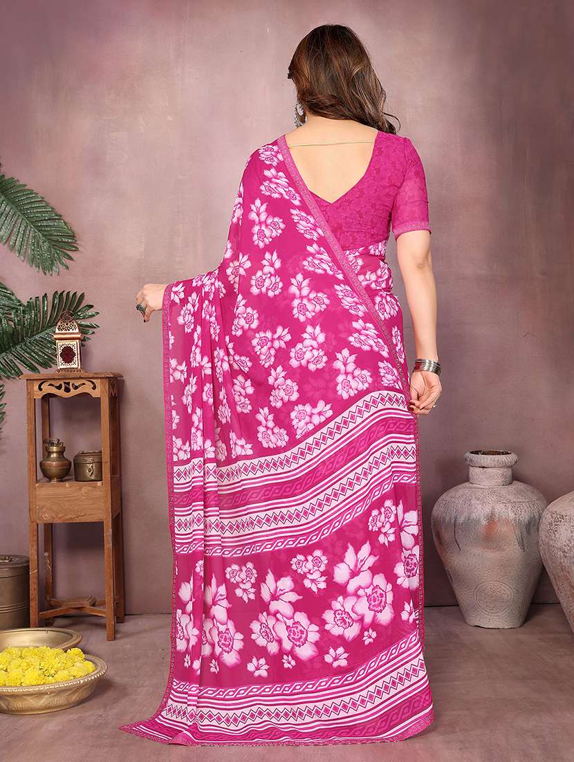 women printed casual wear saree with blouse - 22048914 - Standard Image - 3