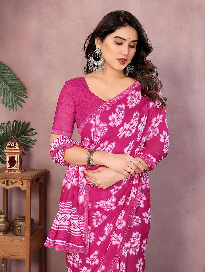 women printed casual wear saree with blouse - 22048914 - Standard Image - 5