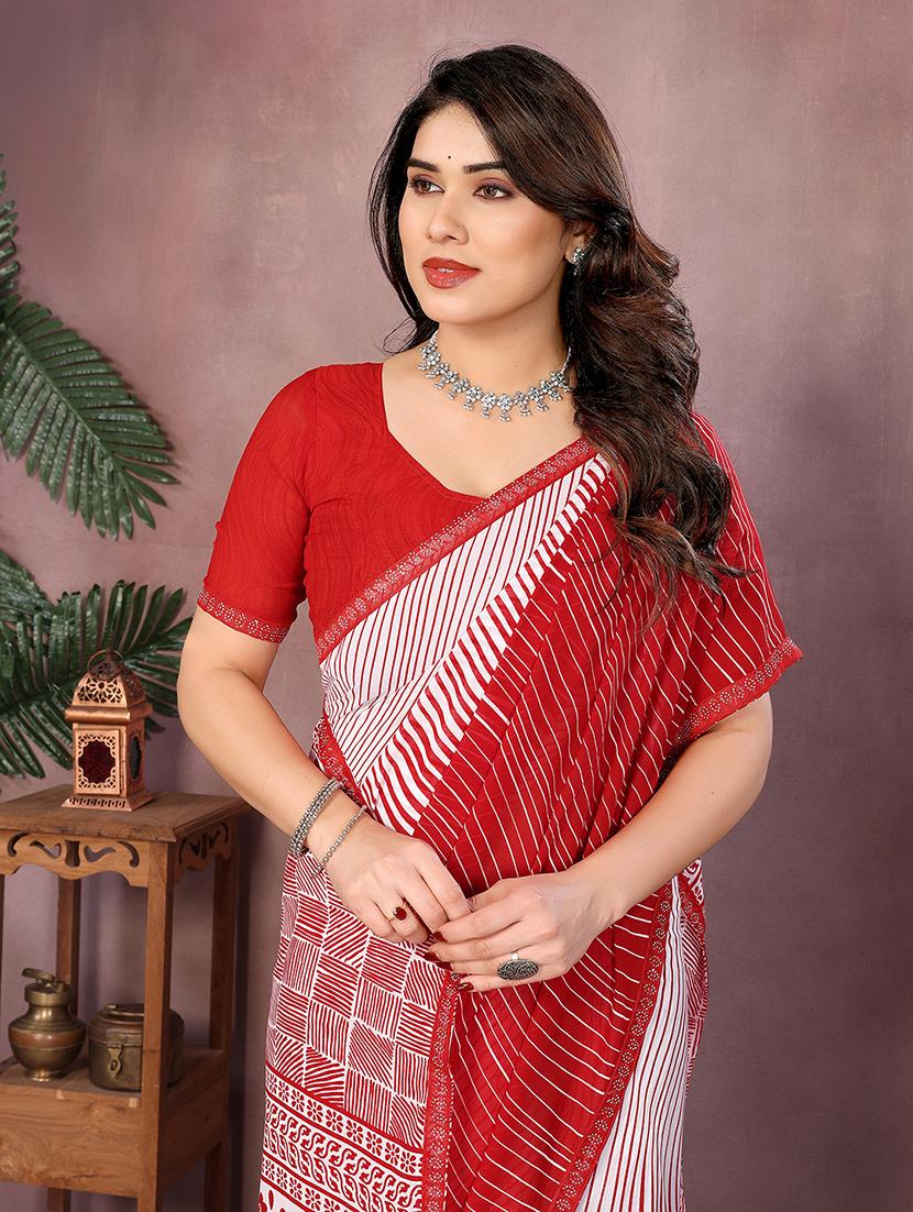 women printed casual wear saree with blouse - 22048920 - Standard Image - 3