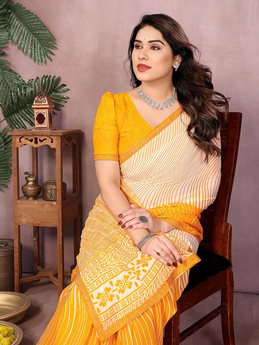 women printed casual wear saree with blouse - 22048921 - Standard Image - 3