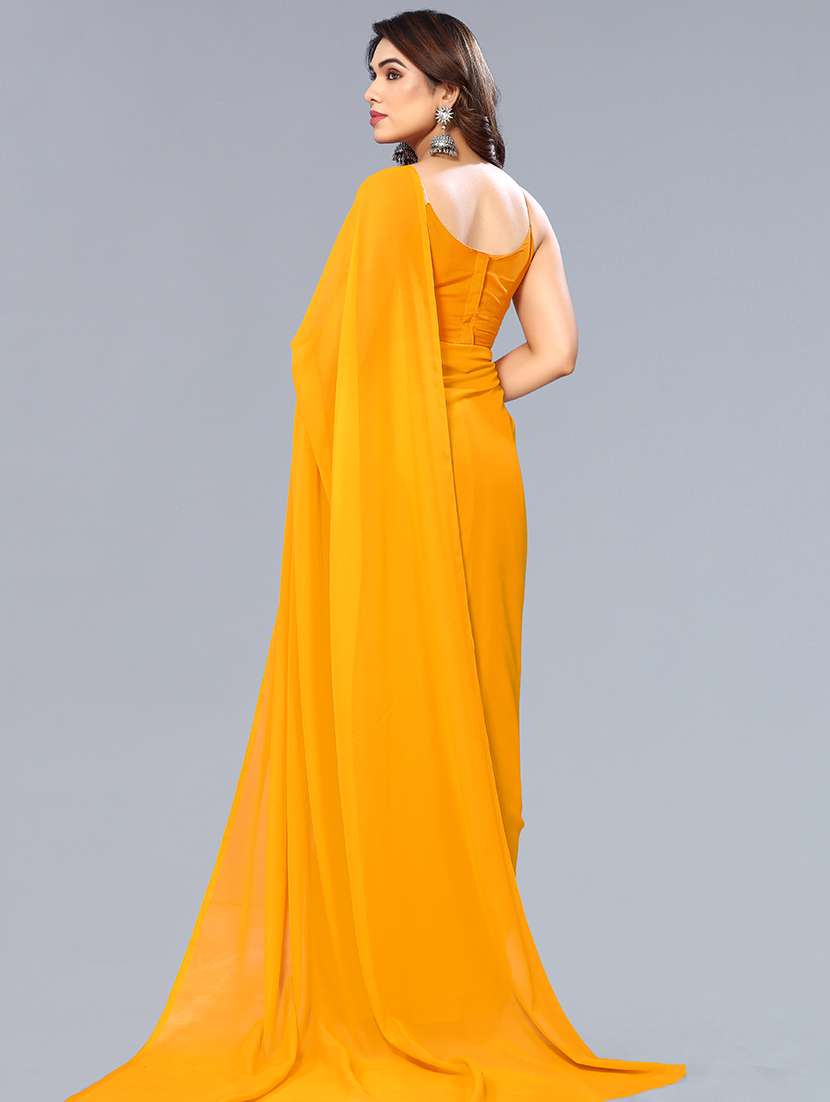 women solid plain saree with blouse - 22048944 -  Standard Image - 3