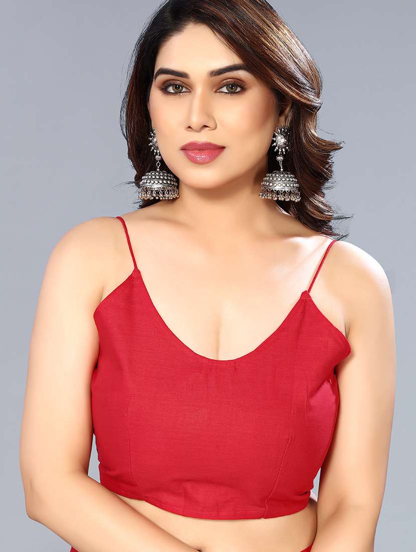 women solid plain saree with blouse - 22048945 -  Standard Image - 5