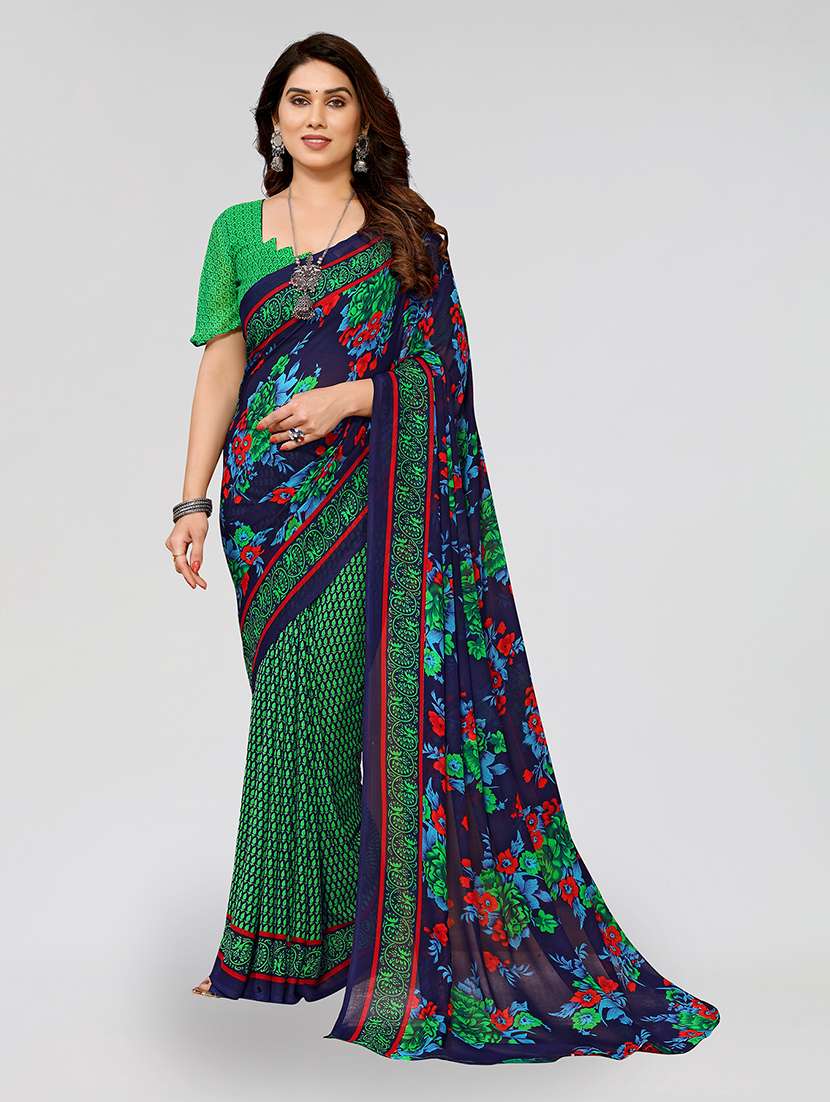 women printed casual wear saree with blouse