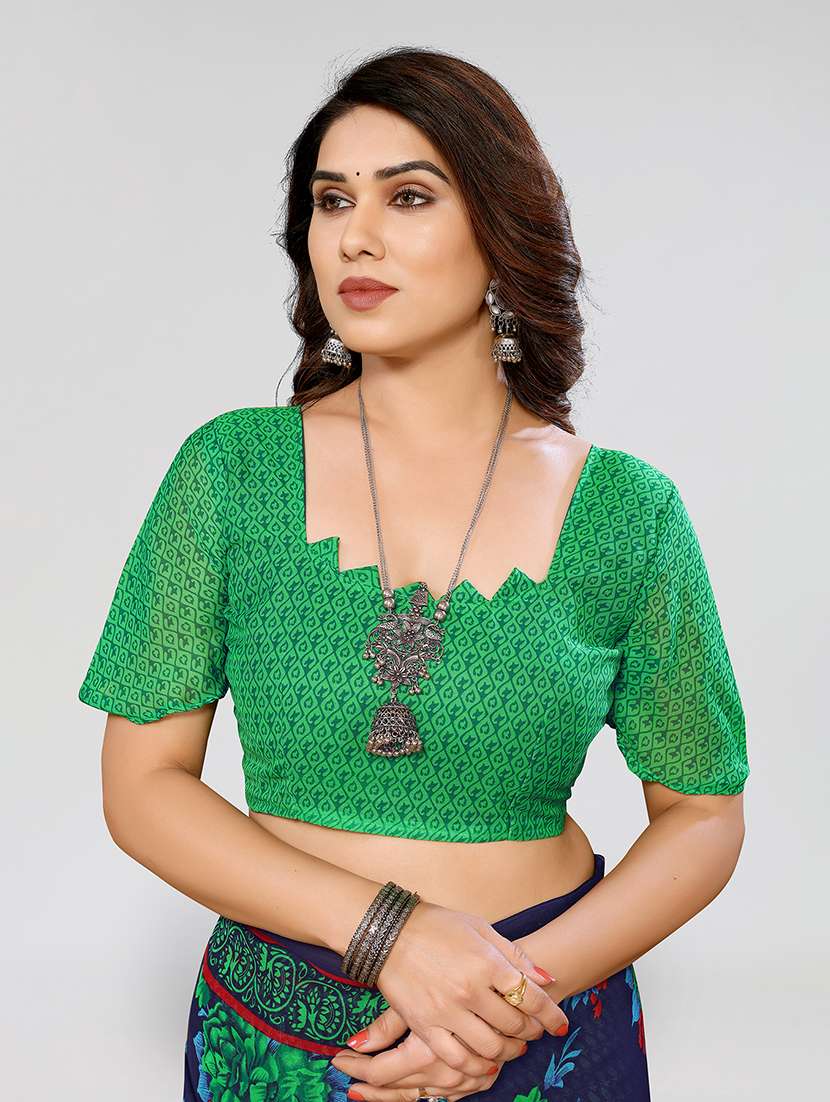 women printed casual wear saree with blouse - 22048956 -  Standard Image - 5