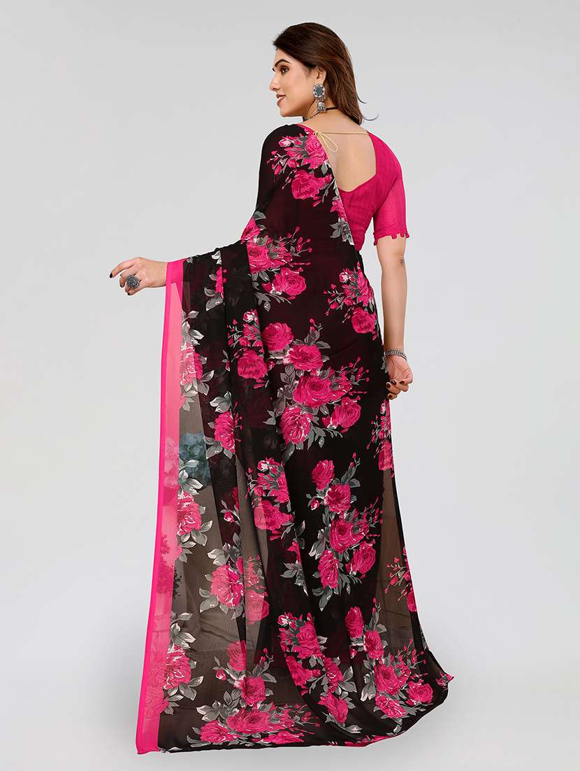 women printed casual wear saree with blouse - 22048963 -  Standard Image - 3