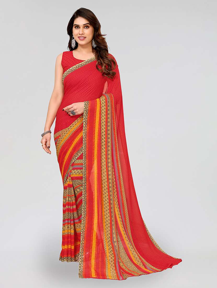 women printed casual wear saree with blouse