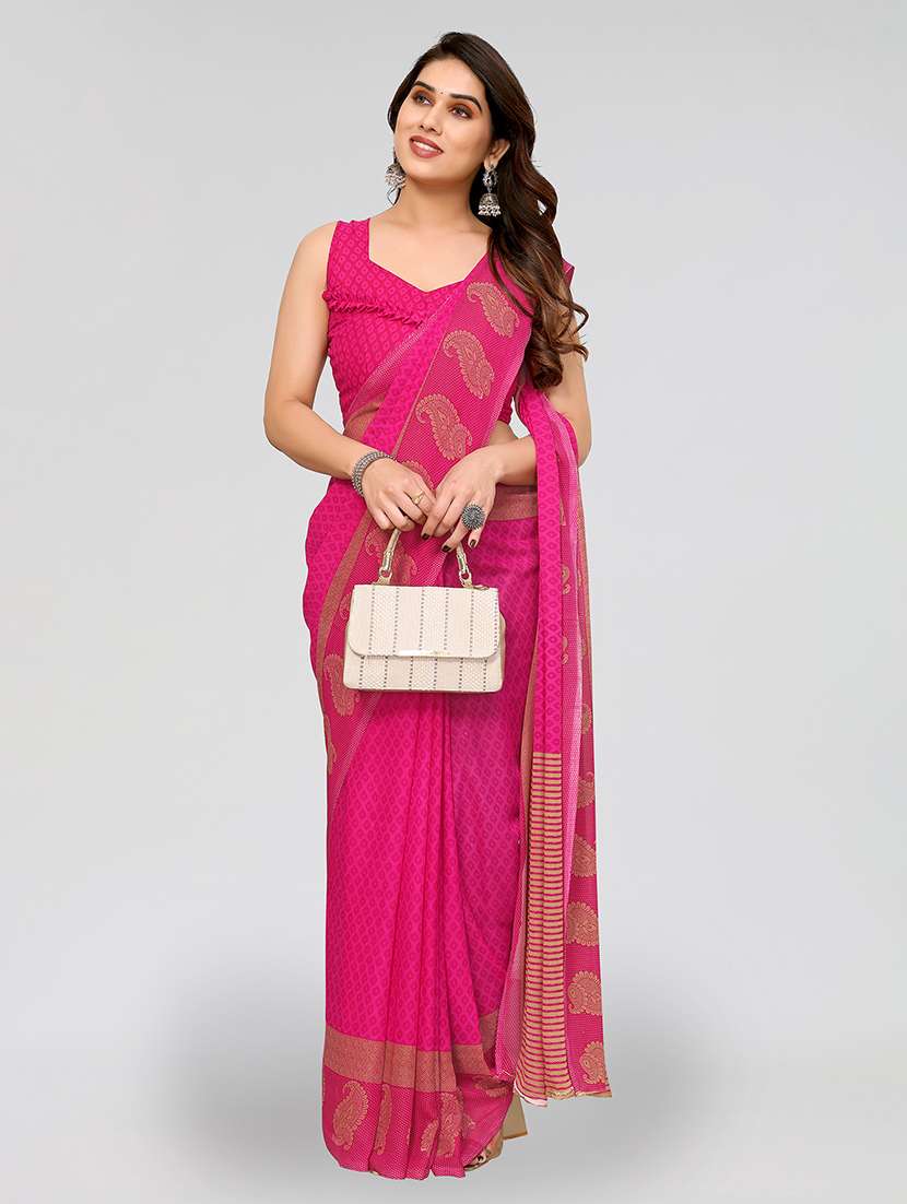 women printed casual wear saree with blouse - 22048971 -  Standard Image - 3