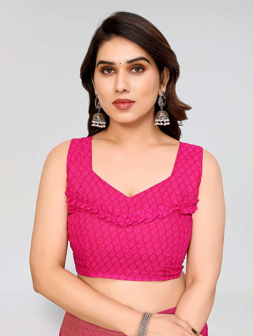 women printed casual wear saree with blouse - 22048971 -  Standard Image - 5