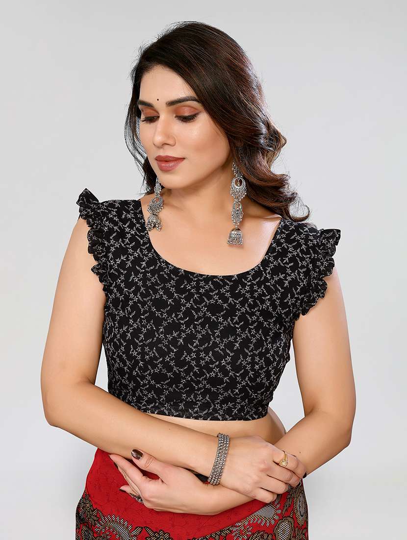 women printed casual wear saree with blouse - 22048974 -  Standard Image - 5