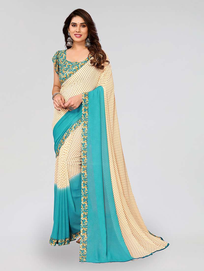 women printed casual wear saree with blouse