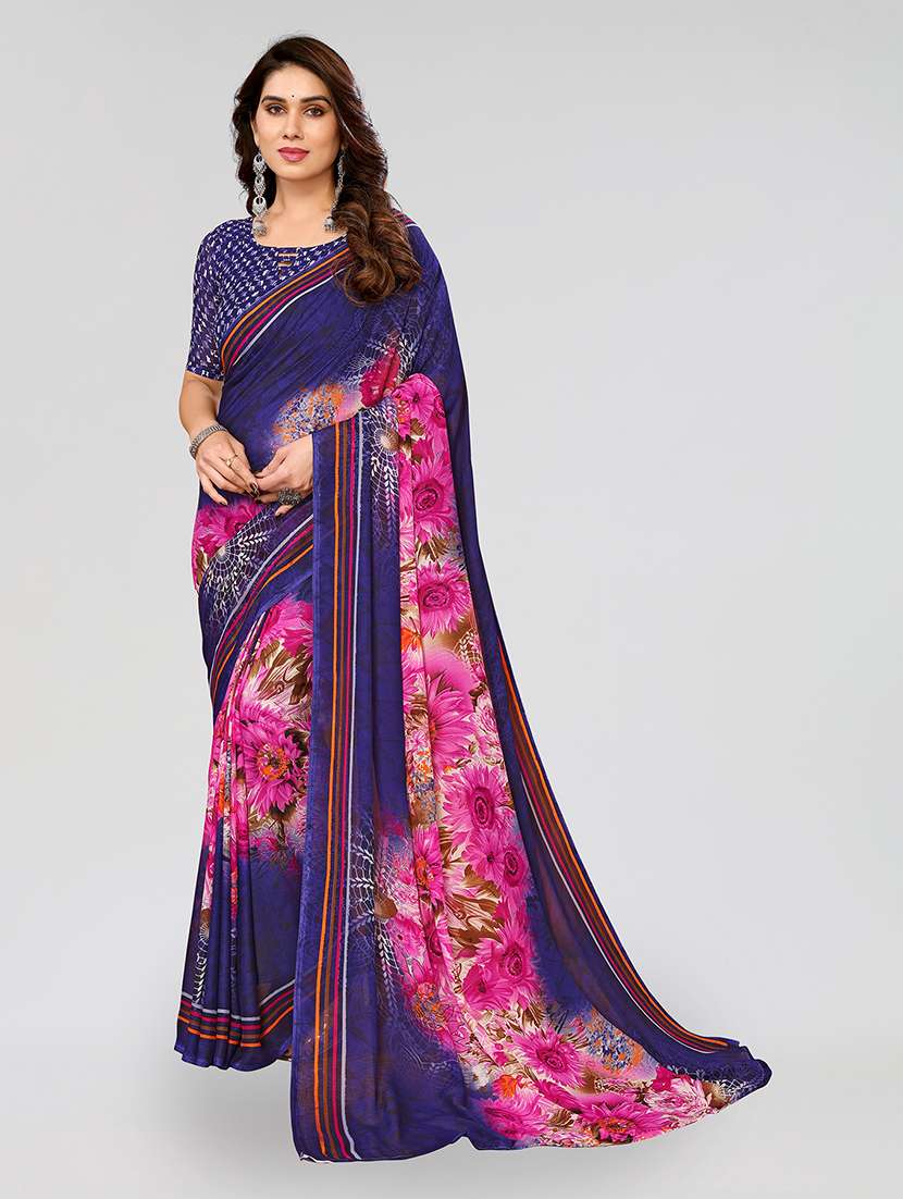 women printed casual wear saree with blouse