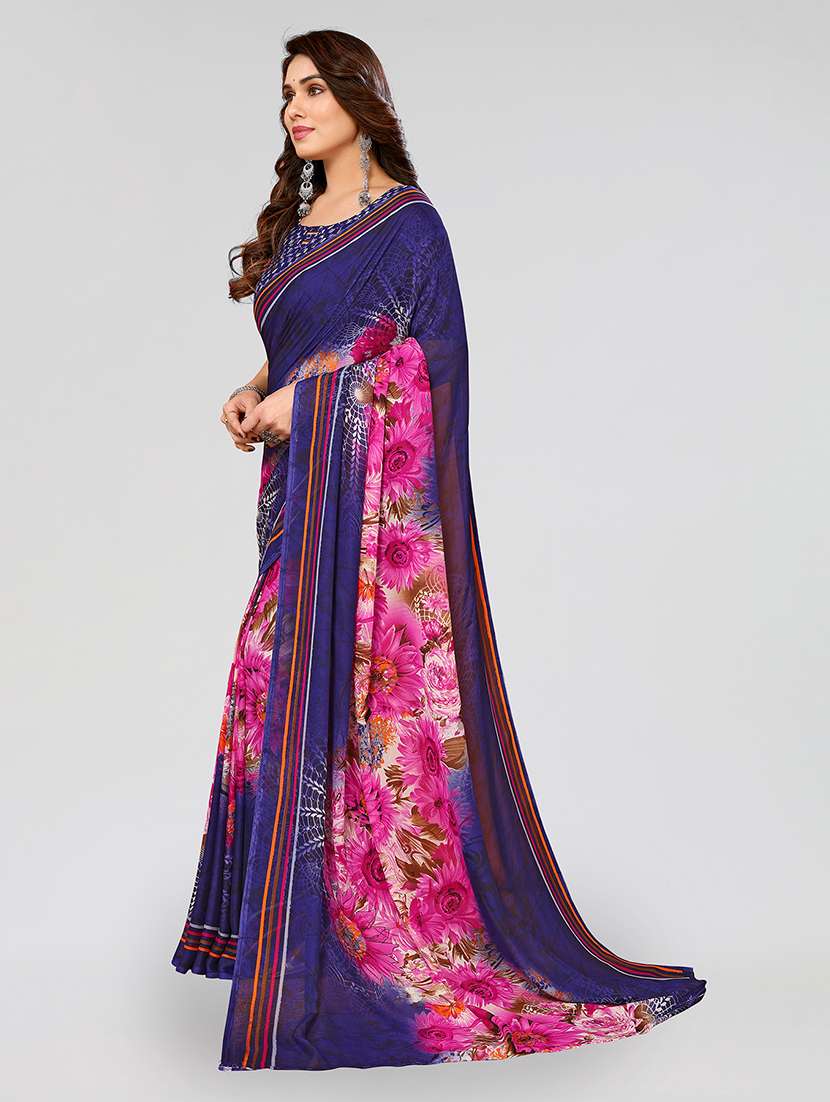 women printed casual wear saree with blouse - 22048991 -  Standard Image - 5