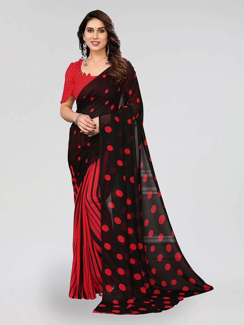 women printed casual wear saree with blouse
