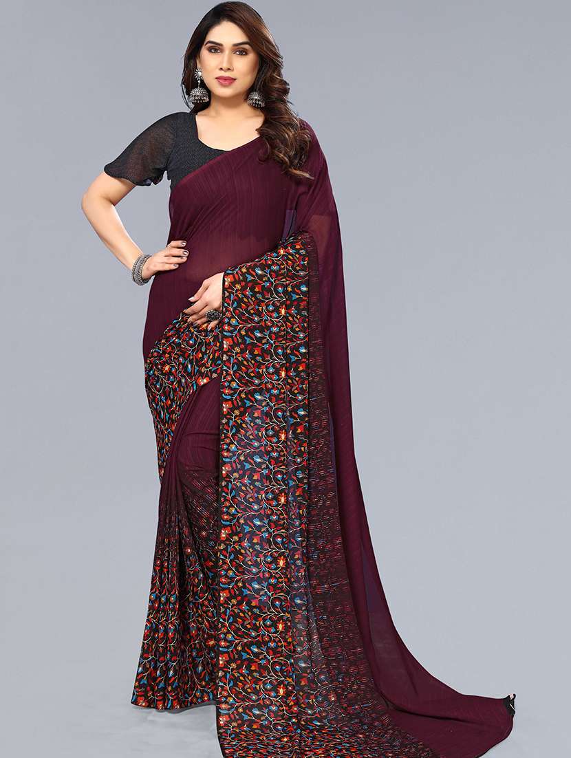women printed casual wear saree with blouse