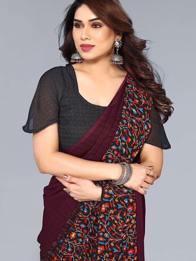 women printed casual wear saree with blouse - 22049007 -  Standard Image - 3