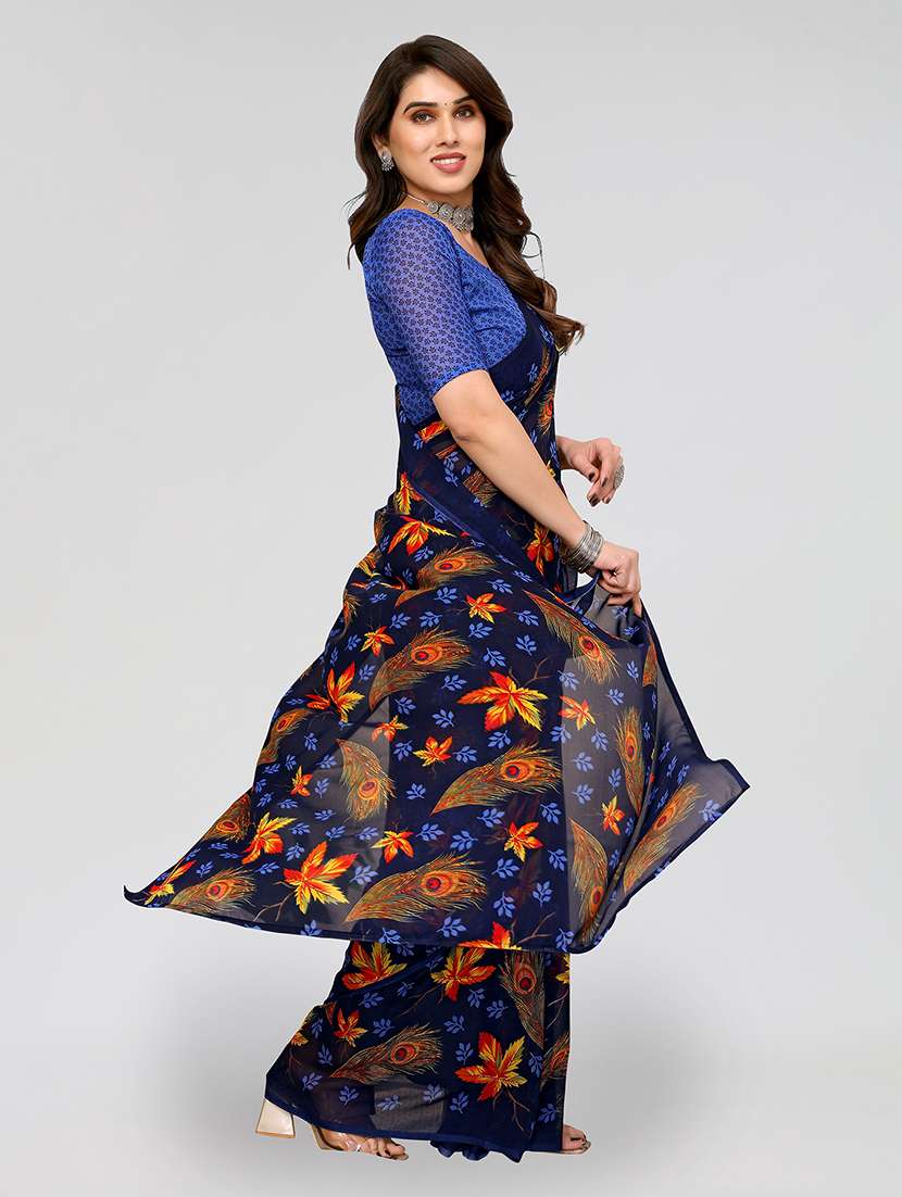 women printed casual wear saree with blouse - 22049015 -  Standard Image - 3