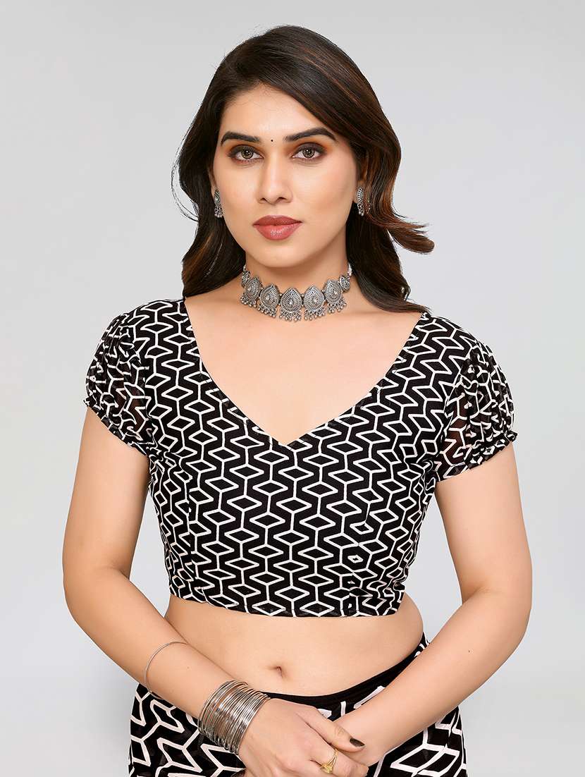 women printed casual wear saree with blouse - 22049018 -  Standard Image - 5