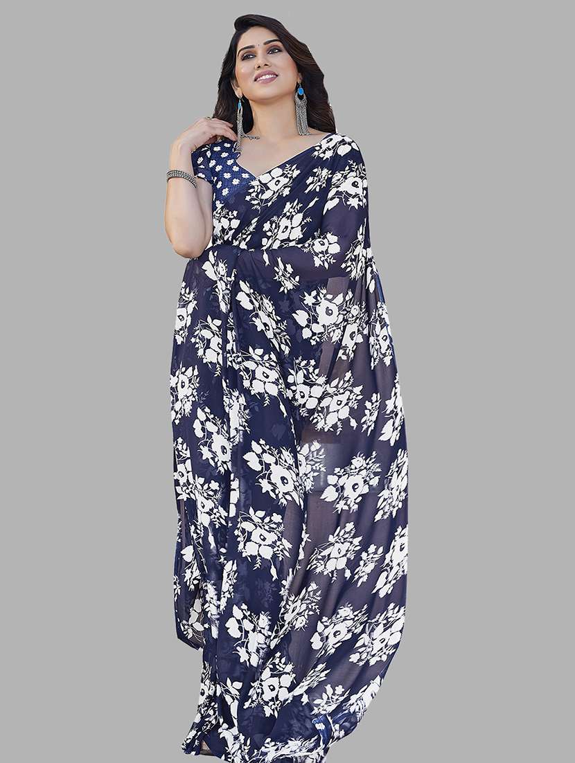 women printed casual wear saree with blouse - 22049019 -  Standard Image - 3