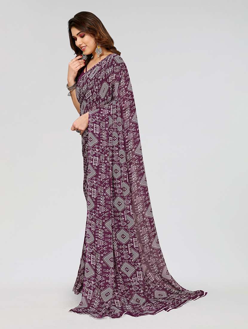 women printed casual wear saree with blouse - 22049029 -  Standard Image - 5