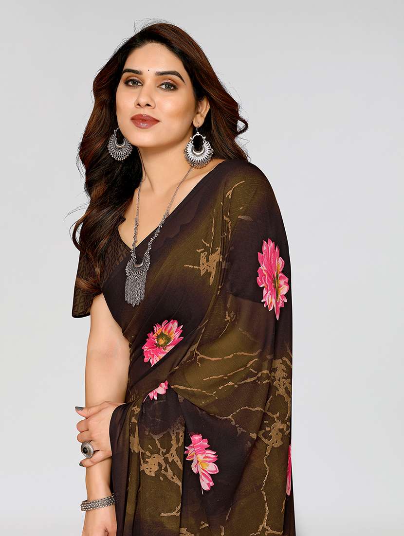women printed casual wear saree with blouse - 22049033 -  Standard Image - 3