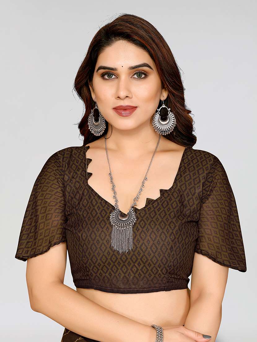 women printed casual wear saree with blouse - 22049033 -  Standard Image - 5