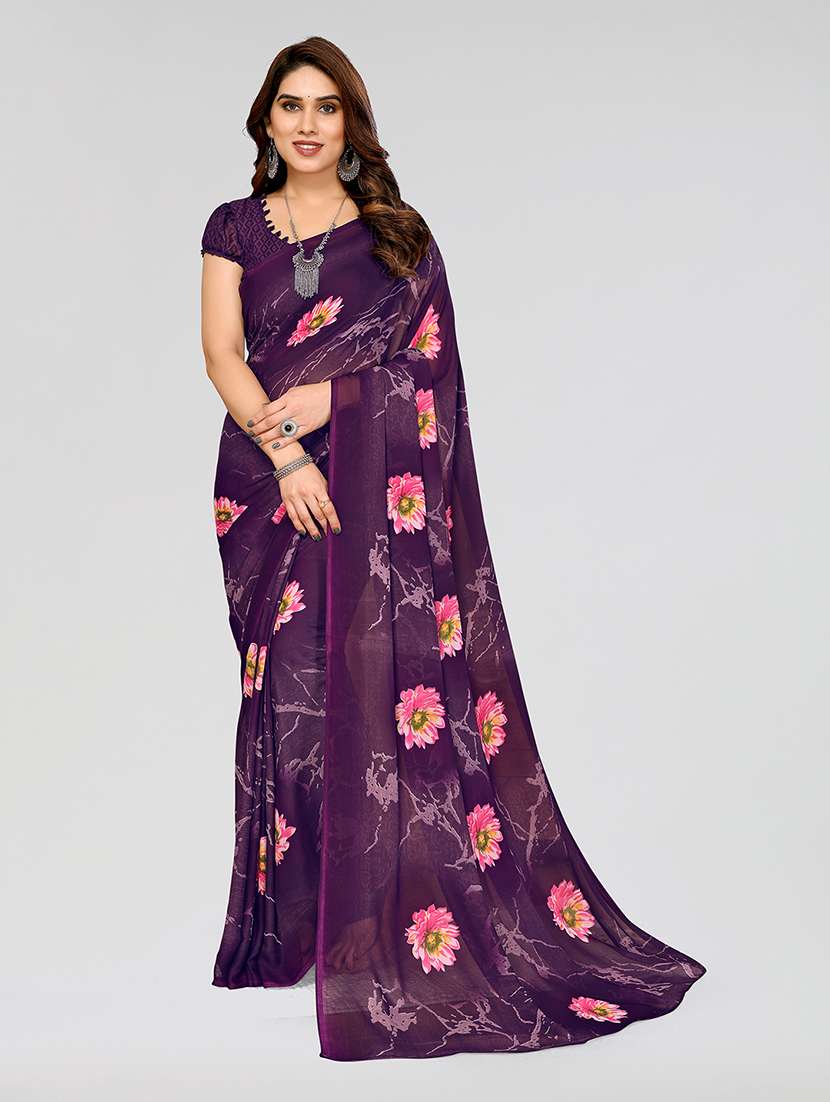 women printed casual wear saree with blouse