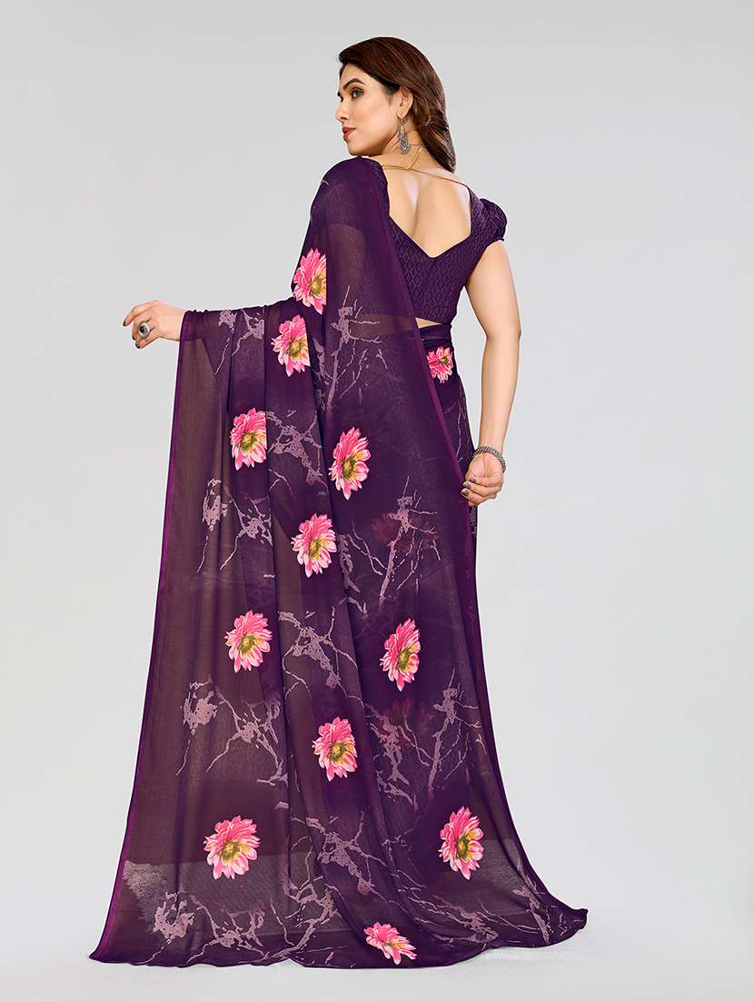 women printed casual wear saree with blouse - 22049034 -  Standard Image - 3