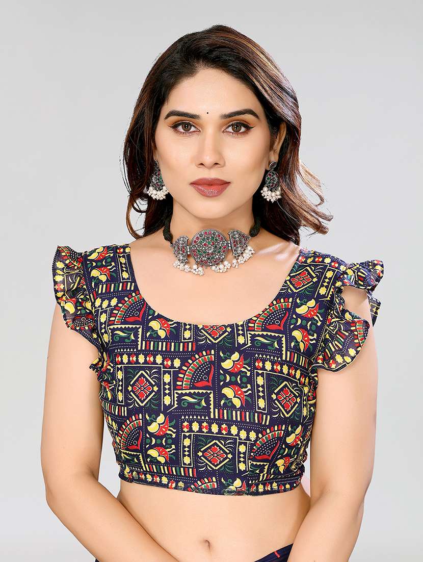 women printed casual wear saree with blouse - 22049045 -  Standard Image - 5