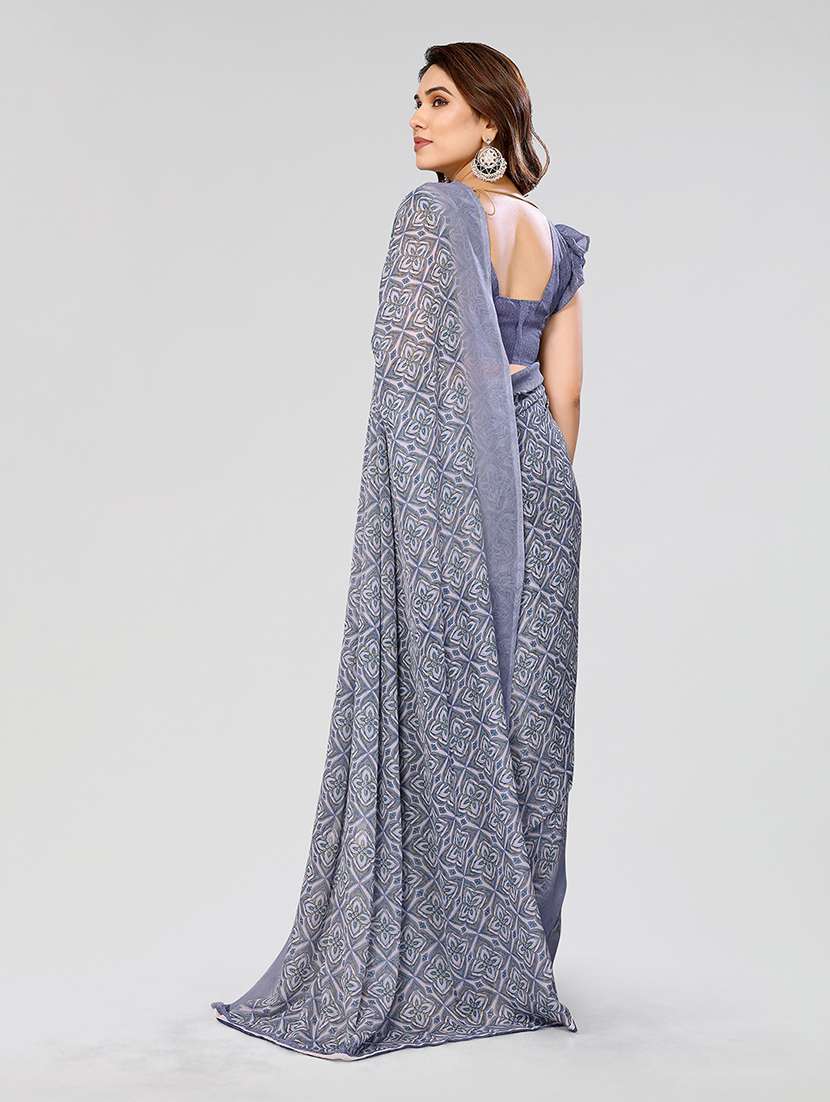 women printed casual wear saree with blouse - 22049050 -  Standard Image - 3
