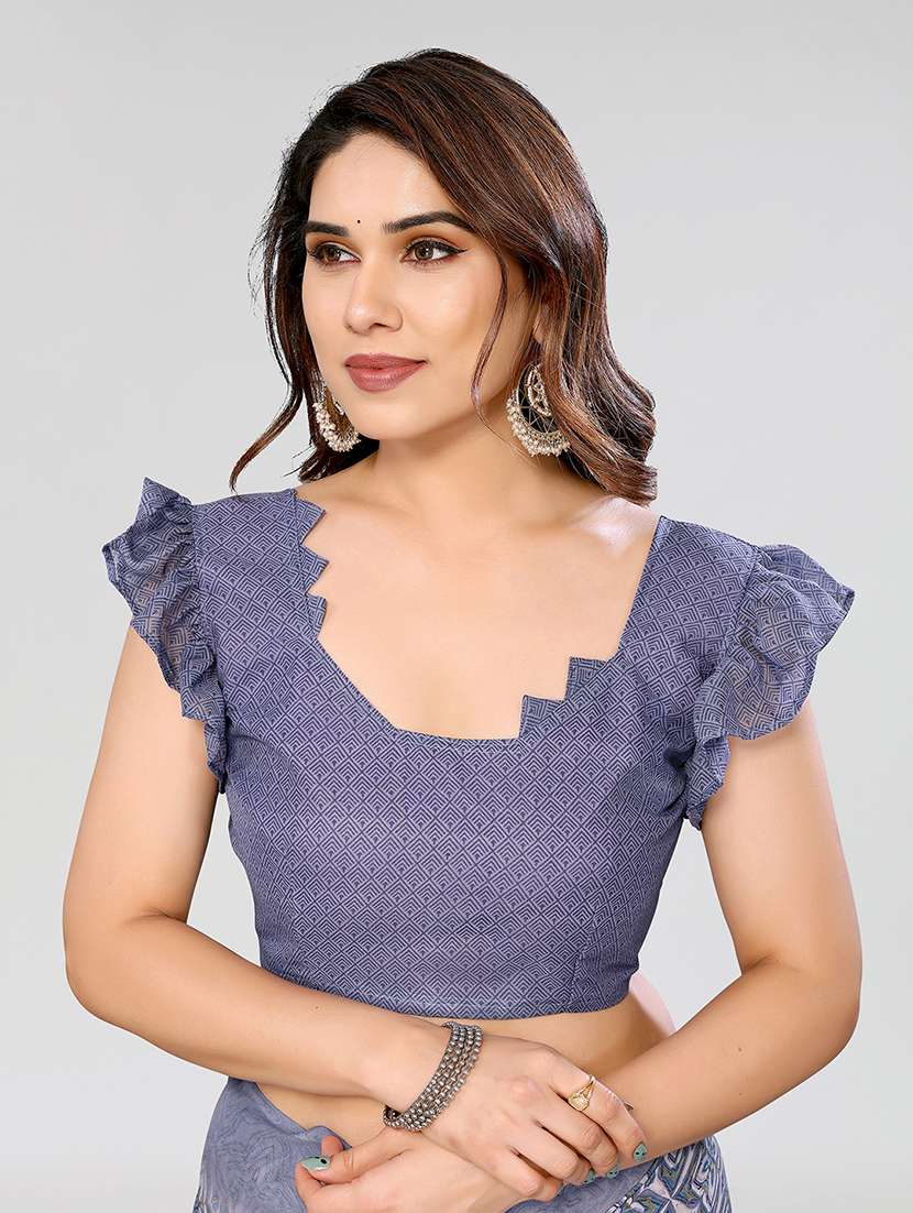 women printed casual wear saree with blouse - 22049050 -  Standard Image - 5