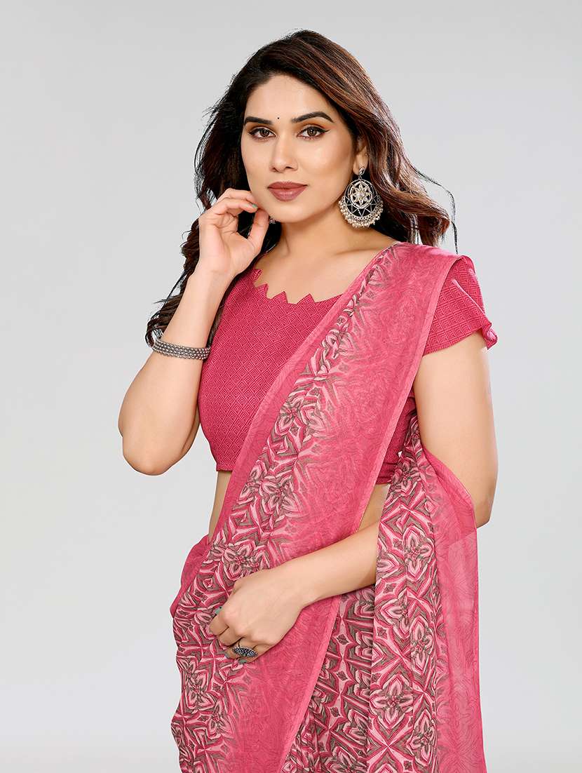 women printed casual wear saree with blouse - 22049052 -  Standard Image - 5