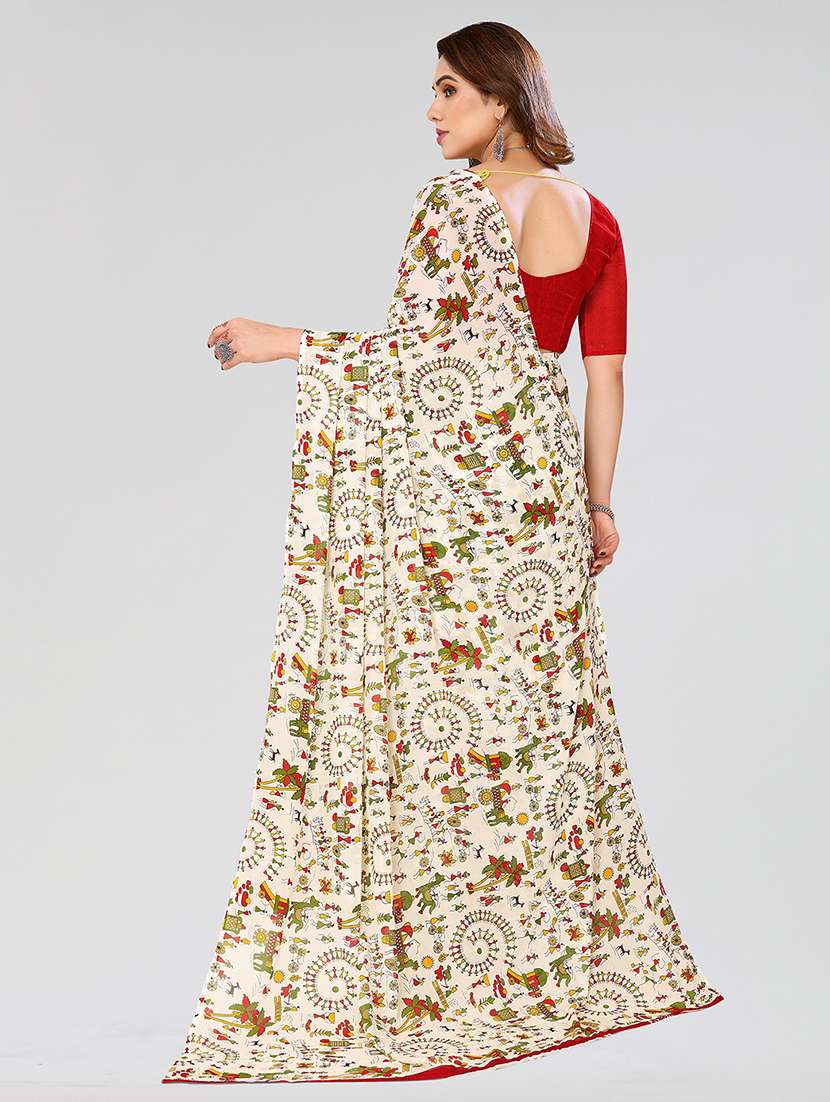 women printed casual wear saree with blouse - 22049054 -  Standard Image - 3