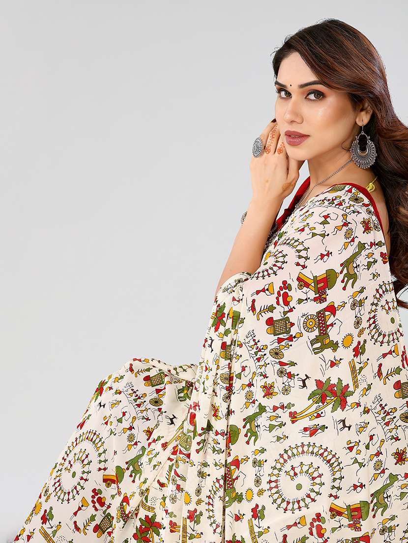 women printed casual wear saree with blouse - 22049054 -  Standard Image - 5