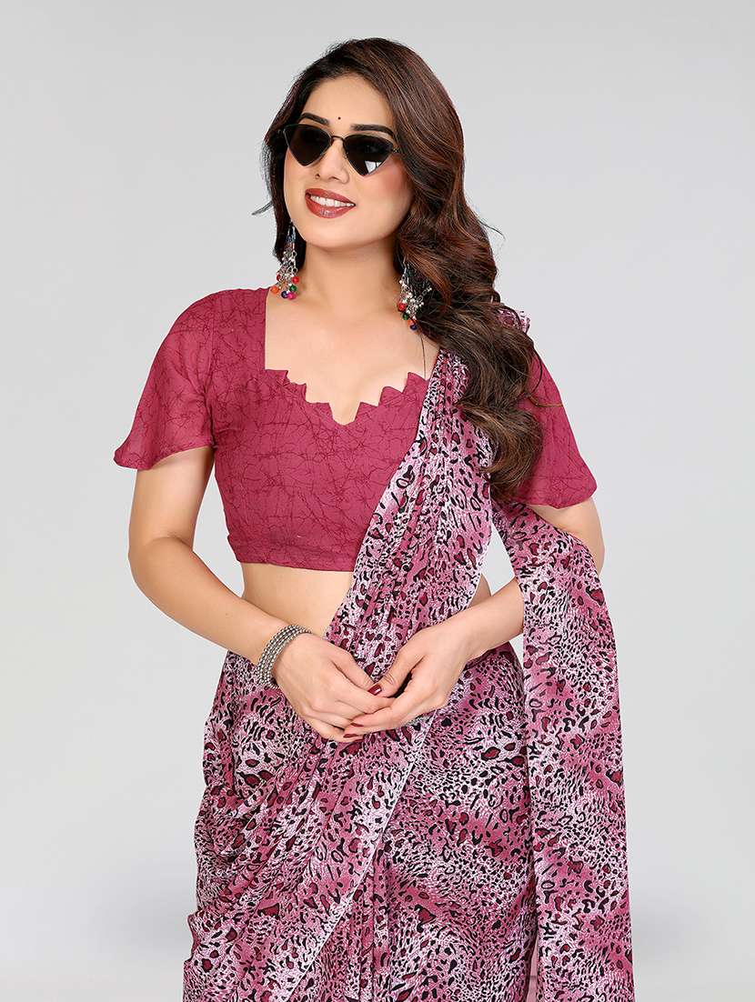 women printed casual wear saree with blouse - 22049073 -  Standard Image - 5