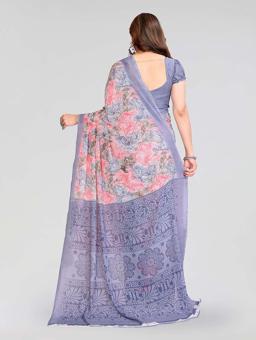 Women Printed Casual Wear Saree With Blouse - 22049077 -  Standard Image - 3