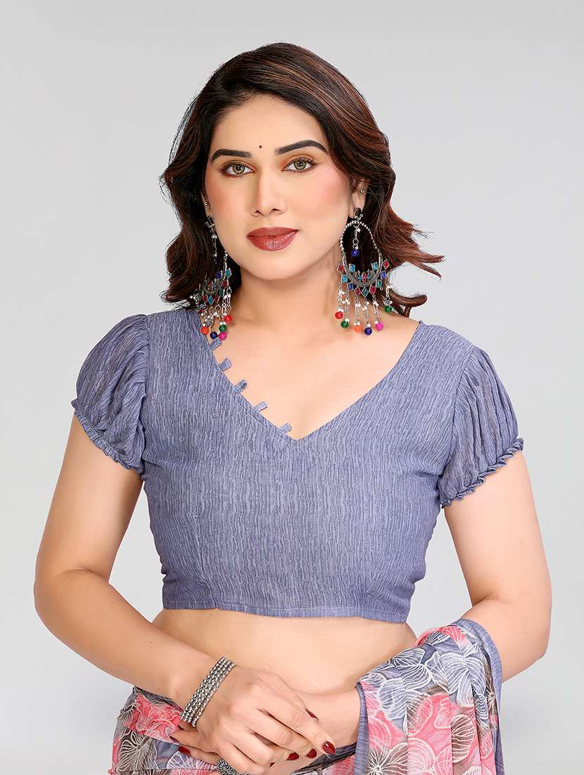 Women Printed Casual Wear Saree With Blouse - 22049077 -  Standard Image - 5