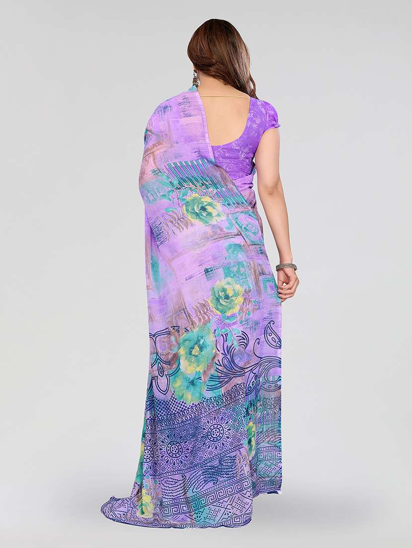 women printed casual wear saree with blouse - 22049080 -  Standard Image - 5