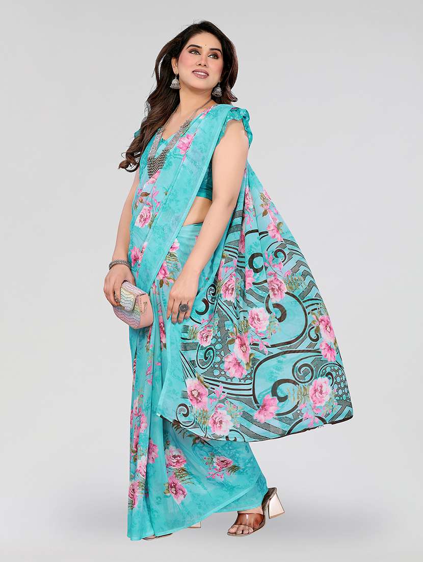 women printed casual wear saree with blouse - 22049086 -  Standard Image - 3