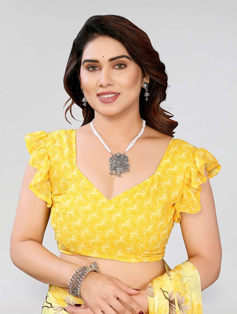 women printed casual wear saree with blouse - 22049087 -  Standard Image - 5