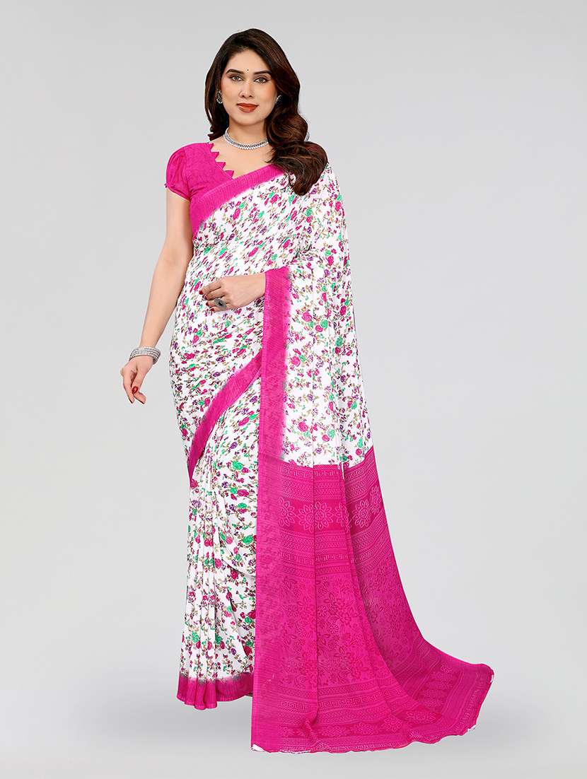 women printed casual wear saree with blouse
