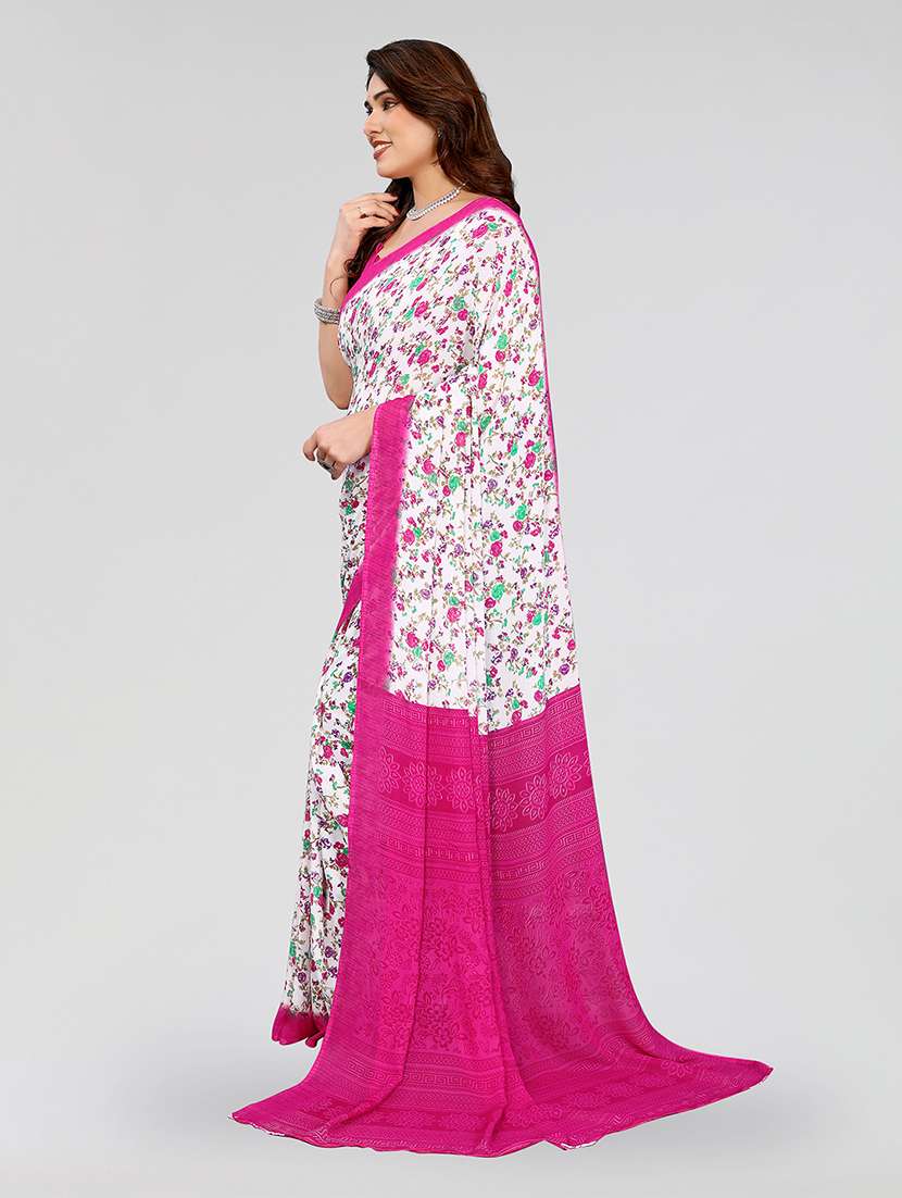 women printed casual wear saree with blouse - 22049093 -  Standard Image - 3