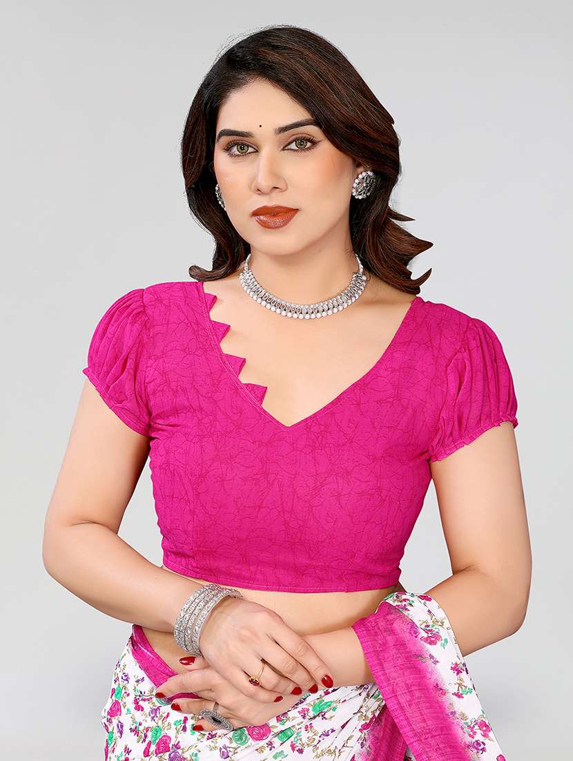 women printed casual wear saree with blouse - 22049093 -  Standard Image - 5