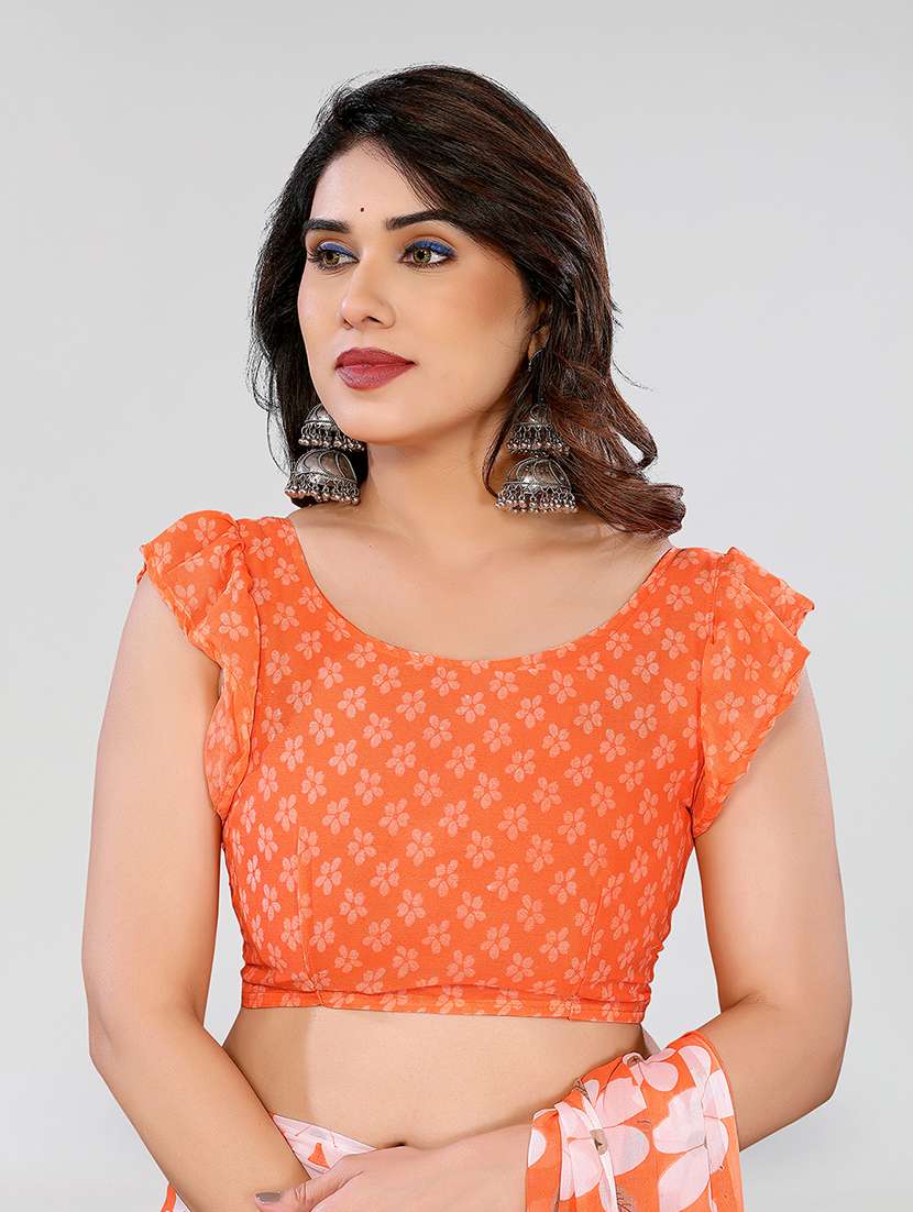 women printed casual wear saree with blouse - 22049115 -  Standard Image - 3