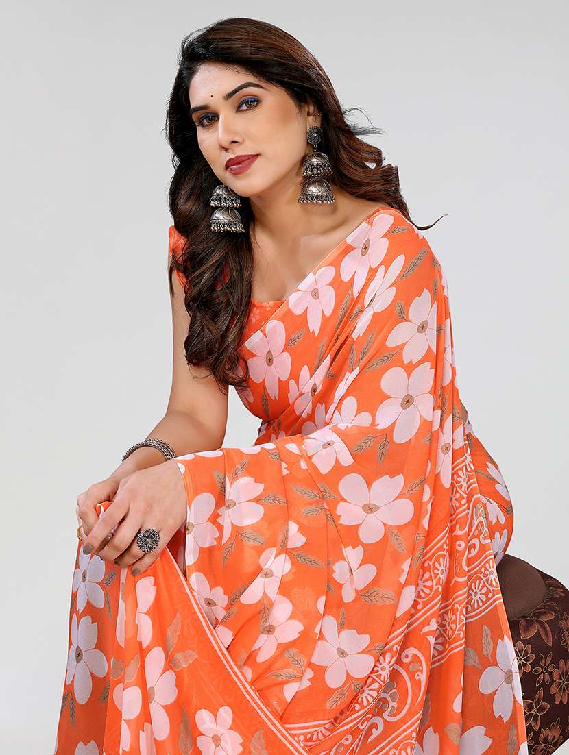 women printed casual wear saree with blouse - 22049115 -  Standard Image - 5