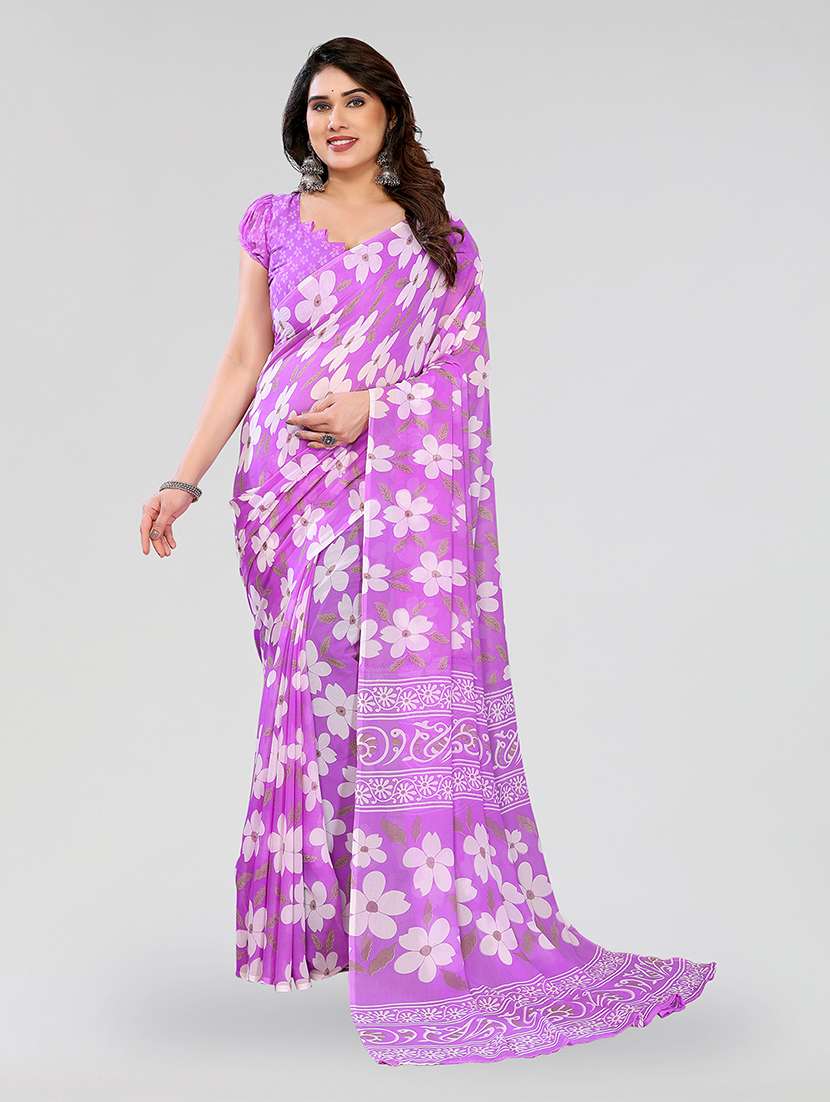 women printed casual wear saree with blouse