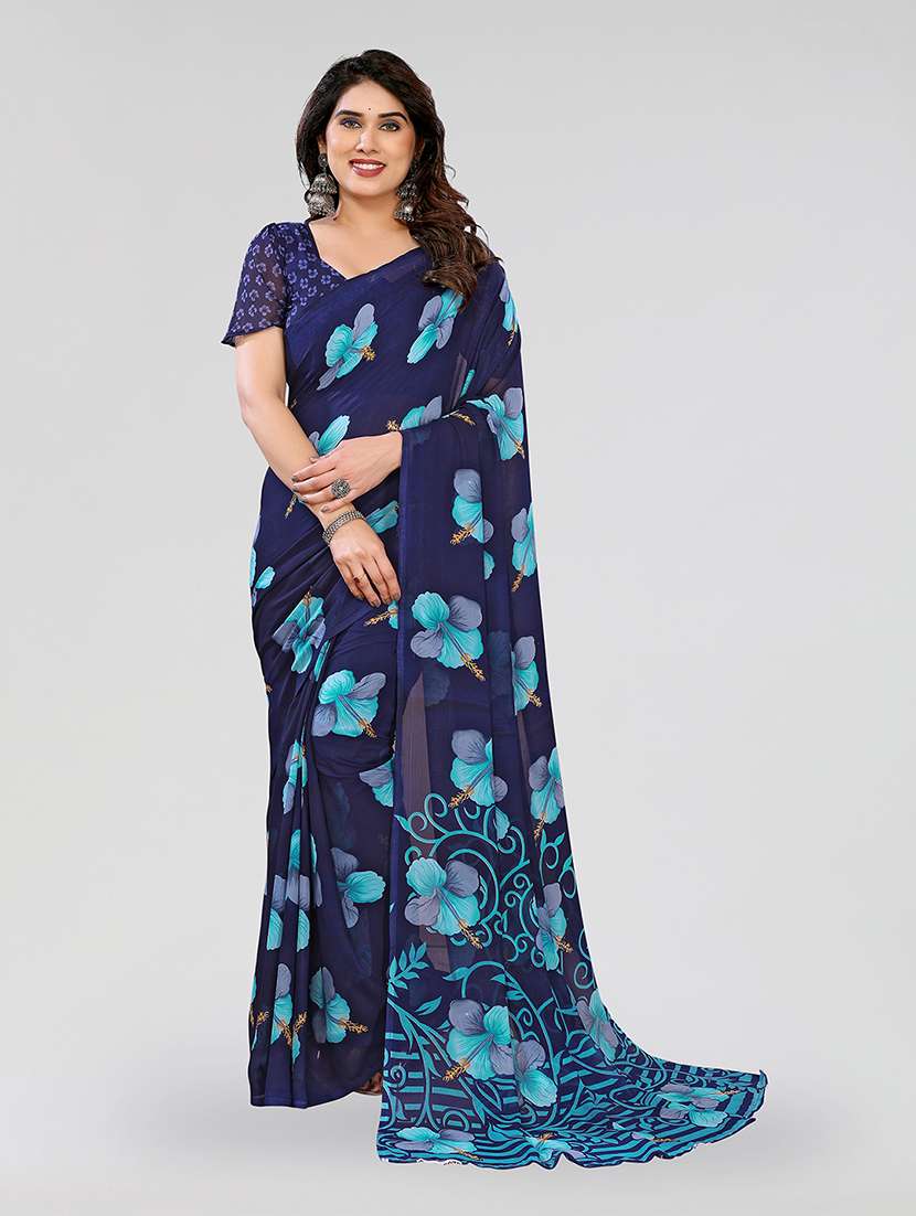 women printed casual wear saree with blouse