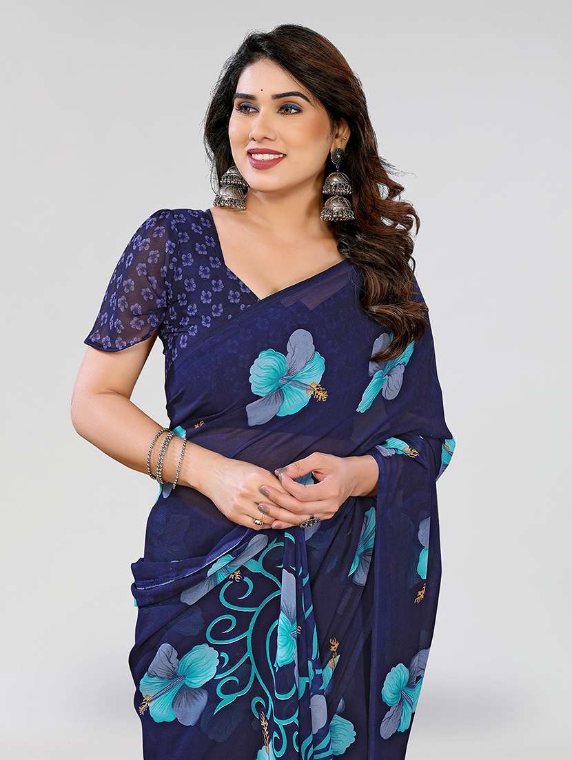 women printed casual wear saree with blouse - 22049123 -  Standard Image - 3