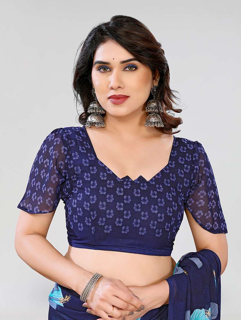 women printed casual wear saree with blouse - 22049123 -  Standard Image - 5