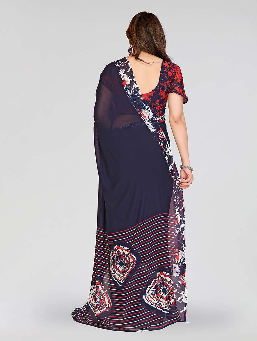 women printed casual wear saree with blouse - 22049147 -  Standard Image - 3